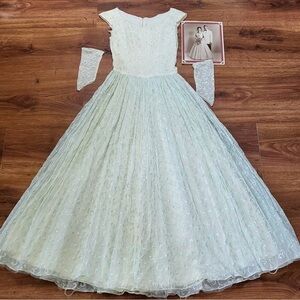 Girls' Light Mint Green Party Dress with Beaded Bodice